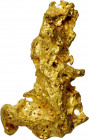 Native Gold Specimen. Approximately 50.9 mm x 14.7 mm x 30.6 mm. 89.8 grams.

Glistening light yellow-gold with fine satiny surfaces in the recesses t...