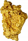 Native Gold Specimen. Approximately 44.9 mm x 31.3 mm x 26.7 mm. 84.0 grams.

Pleasing uniform honey-toned gold. A somewhat flattened skeletal octahed...
