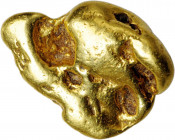 Native Gold Specimen. Approximately 38.7 mm x 29.0 mm x 11.7 mm. 73.1 grams.

A hefty little placer nugget with surfaces worn relatively smooth, likel...