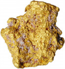 Native Gold Specimen. Approximately 23.1 mm x 20.5 mm x 5.7 mm. 9.8 grams.

Satiny light honey-gold surfaces are peppered with small quartz crystals. ...