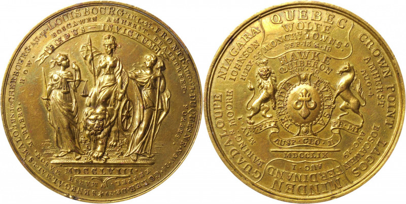1758-1759 British-American Victories Medal Muling. Betts-419. Gilt Brass. About ...