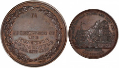 1860 Battle of Lake Erie / Kentucky Legislature Award Medal. By George Hampden Lovett. Bronze. About Uncirculated.

42 mm. Unawarded.  Obv:  Ships in ...