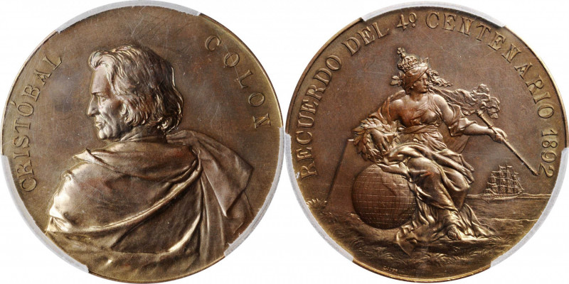 1892 World's Columbian Exposition Cristobal Colon Medal. Eglit-223. Bronze. MS-6...