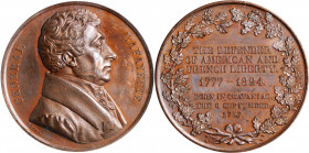 1824 Lafayette Portrait Medal. By Caunois. Fuld LA.1824.5, Olivier-35. Bronze. MS-62 BN (NGC).

47 mm.

Estimate: $150.00