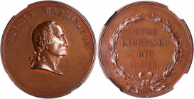 Undated (ca. 1861) Time Increases His Fame Medal. By William Kneass and Anthony C. Paquet. Musante GW-442, Baker-91D, Julian PR-27. Bronze. MS-67 BN (...