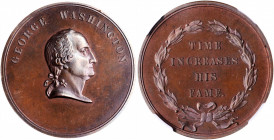 Undated (ca. 1861) Time Increases His Fame Medal. By William Kneass and Anthony C. Paquet. Musante GW-442, Baker-91D, Julian PR-27. Bronze. Thick Plan...