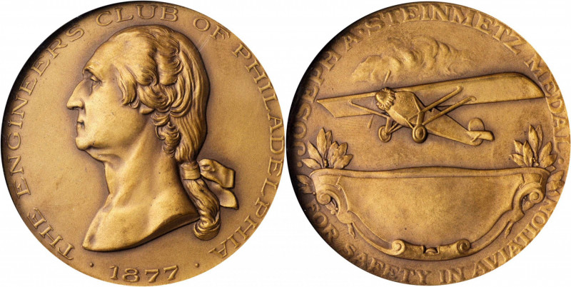 "1877" (ca. 1927) The Engineers Club of Philadelphia Medal. Baker A-360. Bronze....