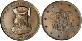 1939 Washington Sesquicentennial ANS Medal. By Albert Stewart. Baker-3000A, Miller-47. Bronze. MS-67 (NGC).

63 mm.

Estimate: $500.00