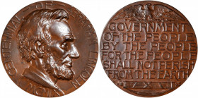 MCMIX (1909) Lincoln Birth Centennial Medal. By Bela Lyon Pratt. Cunningham 11-440C, King-313. Copper. Mint State.

51 mm.

Estimate: $200.00