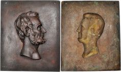 Undated Abraham Lincoln Plaque. Cunningham-Unlisted. Cast Bronze. Essentially As Made.

244 mm x 285 mm. Very high relief nude bearded bust of Lincoln...