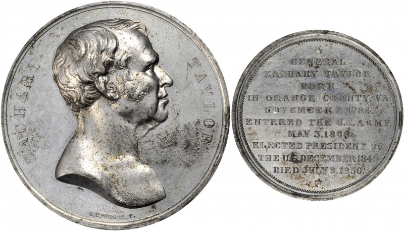 1850 Zachary Taylor Memorial Medal. By Charles Cushing Wright. Julian PR-11. Whi...