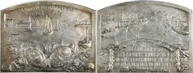 1913 Medallic Plaque Noting the Visit of Theodore Roosevelt to Buenos Aires. Silver-Plated Bronze. Mint State.

71.5 mm x 84.5 mm, domed top.  Obv:  O...