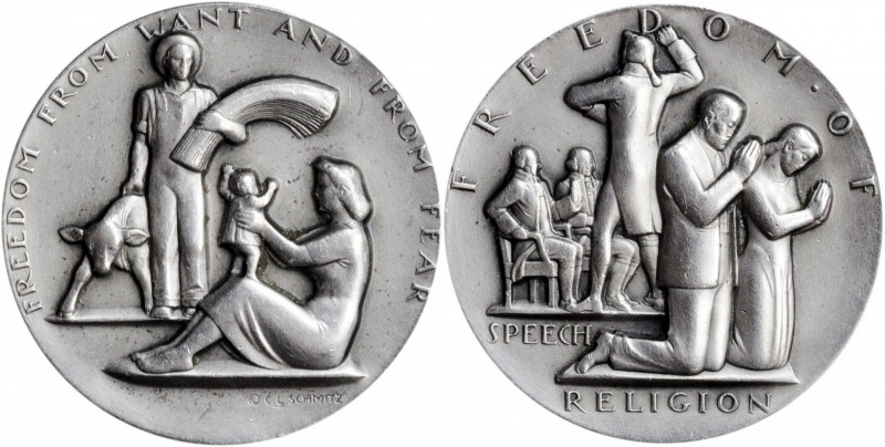 Undated (1943) Four Freedoms Medal. Second Size. By Carl L. Schmitz. Alexander-S...