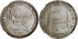 1933 Santa Monica Breakwater Medal. HK-680. Rarity-7. Silver. STERLING on Reverse. AU-50 (NGC).

38 mm.

Estimate: $800.00