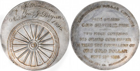 1896 Bryan Dollar. HK-780, Schornstein-6. Rarity-5. Silver. William J. Bryan Memorial Inscription. MS-62 (NGC).

52 mm. NGC has mounted the reverse up...