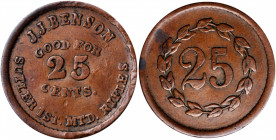 New York. 1st New York Mounted Rifles. Undated (1861-1865) John J. Benson. 25 Cents. Schenkman NY-1-25C (NY-A25C), W-NY-100-025a. Rarity-6. Copper. Pl...