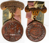 1865 West Virginia Civil War Service Medal. Honorably Discharged. Vernon-497. Extremely Fine metal parts, ribbon quite faded, but intact.

Edge inscri...
