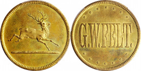 Iowa--Sioux City. Undated (ca. 1870s-1880s) George W. Felt. [Dollar]. Curto-66, Wright-310. Brass. Plain Edge. MS-63 (PCGS).

37 mm.

From the Rockfor...