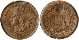 1869/69 Indian Cent. Snow-3, FS-301. Repunched Date. AU-55 (PCGS). CAC.

PCGS# 37474. NGC ID: 227T.

Estimate: $700.00