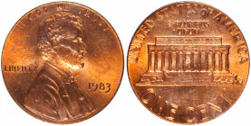 1983 Lincoln Cent. FS-801. Doubled Die Reverse. MS-65 RB (PCGS).

PCGS# 3055. NGC ID: 22HW.

From the Midtown Collection.

Estimate: $200.00