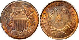 1864 Two-Cent Piece. Large Motto. MS-65 RB (PCGS).

PCGS# 3577. NGC ID: 22N9.

Estimate: $420.00