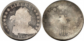 1799 Draped Bust Silver Dollar. BB-152, B-15. Rarity-3. Irregular Date, 13-Star Reverse. Fair-2 (NGC).

PCGS# 6880. NGC ID: 24X7.

From the Midtown Co...