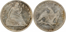 1843 Liberty Seated Silver Dollar. OC-1. Rarity-1. Repunched Date. AU Details--Cleaned (PCGS).

PCGS# 6929. NGC ID: 24YD.

From the Lincoln Square Col...