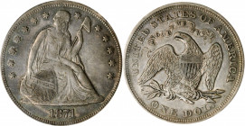 1871 Liberty Seated Silver Dollar. OC-5. Rarity-2. Repunched Date. EF-40 (PCGS).

PCGS# 6966. NGC ID: 24ZG.

Estimate: $450.00