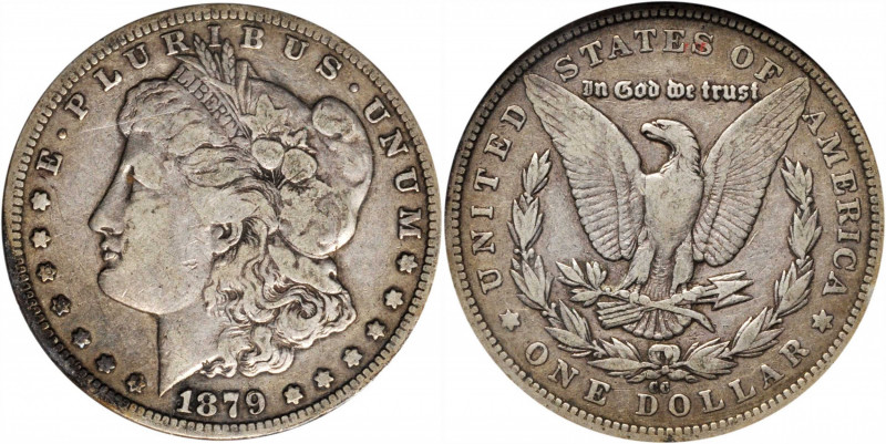 1879-CC Morgan Silver Dollar. Clear CC. VF-25 (NGC).

PCGS# 7086. NGC ID: 253T.
...