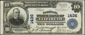 Elizabeth, New Jersey. $10 1902 Plain Back. Fr. 624. The National State Bank. Charter #1436. Very Fine.

A bright, and original example of this Union ...
