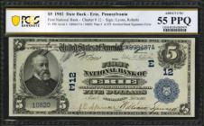 Erie, Pennsylvania. $5 1902 Date Back. Fr. 590. The First NB. Charter #12. PCGS Banknote About Uncirculated 55 PPQ. Inverted Bank Signatures Error.

I...