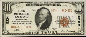 Lansford, Pennsylvania. $10 1929 Ty. 2. Fr. 1801-2. The First NB. Charter #5234. Choice Uncirculated.

Bright paper, dark designs and plentiful margin...