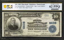 Stoneboro, Pennsylvania. $10 1902 Plain Back. Fr. 624. The First NB. Charter #6638. PCGS Banknote Uncirculated 62 PPQ.

Bright paper and boldly stampe...