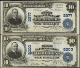 Lot of (2) Pennsylvania Nationals. $10 1902 Plain Backs. Fr. 624 & 631. Charter #2977 & 5000. Choice Very Fine.

Included in this lot are CH #2977 $10...