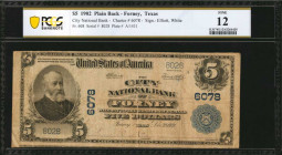 Forney, Texas. $5 1902. Fr. 608. The City NB. Charter #6078. PCGS Banknote Fine 12.

Track and Price reports just eight large size notes are known to ...
