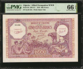 ALGERIA. Allied Occupation WWII. 500 Francs, 1944. P-95. PMG Gem Uncirculated 66 EPQ.

SB 1117. Beautiful high grade 500 Francs with excellent detail ...