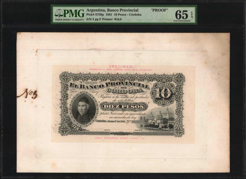 ARGENTINA. Lot of (2). Banco Provincial. 10 Pesos, 1881. P-S738p. Front & Back P...