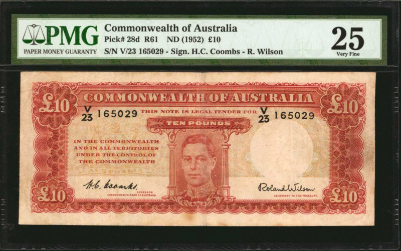 AUSTRALIA. Lot of (2). Commonwealth of Australia. 5 & 10 Pounds, ND (1949-52). P...