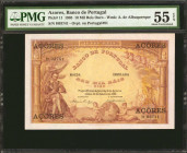 AZORES. Banco de Portugal. 10 Mil Reis Ouro, 1905. P-11. PMG About Uncirculated 55 EPQ.

B110. Locating any denomination from this scarce issuer is di...