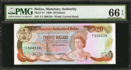 BELIZE. Monetary Authority of Belize. 20 Dollars, 1980. P-41. PMG Gem Uncirculated 66 EPQ.

A beautiful 1980 QEII found in a gem state.

Estimate: $60...