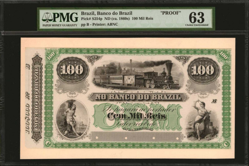 BRAZIL. Banco do Brazil. 100 Mil Reis, ND (ca. 1860s). P-S254p. Proof. PMG Choic...