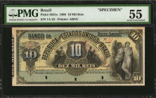 BRAZIL. Republica dos Estados Unidos Do Brasil. 10 Mil Reis, 1890. P-S641s. Specimen. PMG About Uncirculated 55.

Printed by ABNC. This is the sole gr...