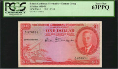 BRITISH CARIBBEAN TERRITORIES. British Caribbean Territories, Eastern Group. 1 Dollar, 1950. P-1. PCGS Currency Choice New 63 PPQ.

November 28th, 195...
