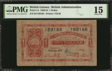 BRITISH GUIANA. Government of British Guiana. 1 Dollar, 1920. P-1A. PMG Choice Fine 15.

Printed by TDLR. PMG has graded just six examples of this Pic...