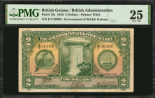 BRITISH GUIANA. Government of British Guiana. 2 Dollars, 1942. P-13c. PMG Very Fine 25.

A later 1942 date is seen on this 2 Dollar British Guiana not...