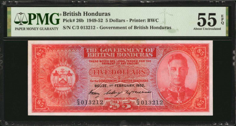 BRITISH HONDURAS. Government of British Honduras. 5 Dollars, 1949-52. P-26b. PMG...