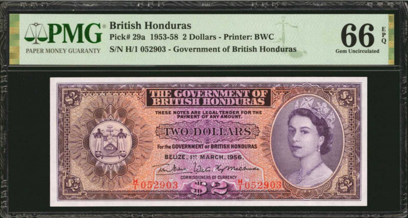 BRITISH HONDURAS. Government of British Honduras. 2 Dollars, 1953-58. P-29a. PMG...