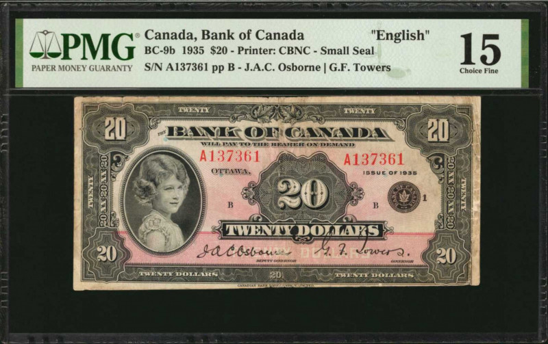 CANADA. Bank of Canada. 20 Dollars, 1935. P-BC-9b. PMG Choice Fine 15.

Printed ...