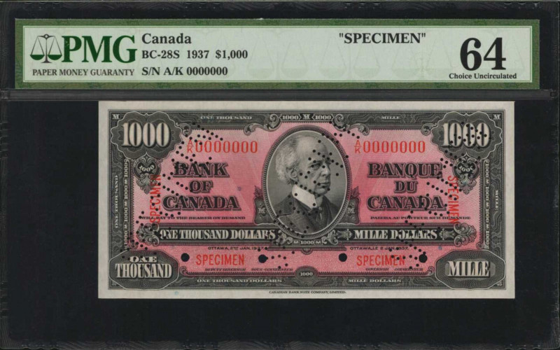CANADA. Lot of (8). Bank of Canada. 1 to 1000 Dollars, 1937. BC-21s to 28s. Spec...