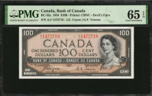 CANADA. Bank of Canada. 100 Dollar, 1954. P-35a. PMG Gem Uncirculated 65 EPQ.

A high quality Devil's Face 100 Dollar QEII. Sought after, and highly d...